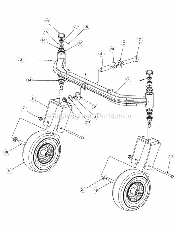 Front Caster Assembly 72-Inch Diagram and Parts List for M72-KW 53BB5GFZ750 Cub Cadet Sprayer